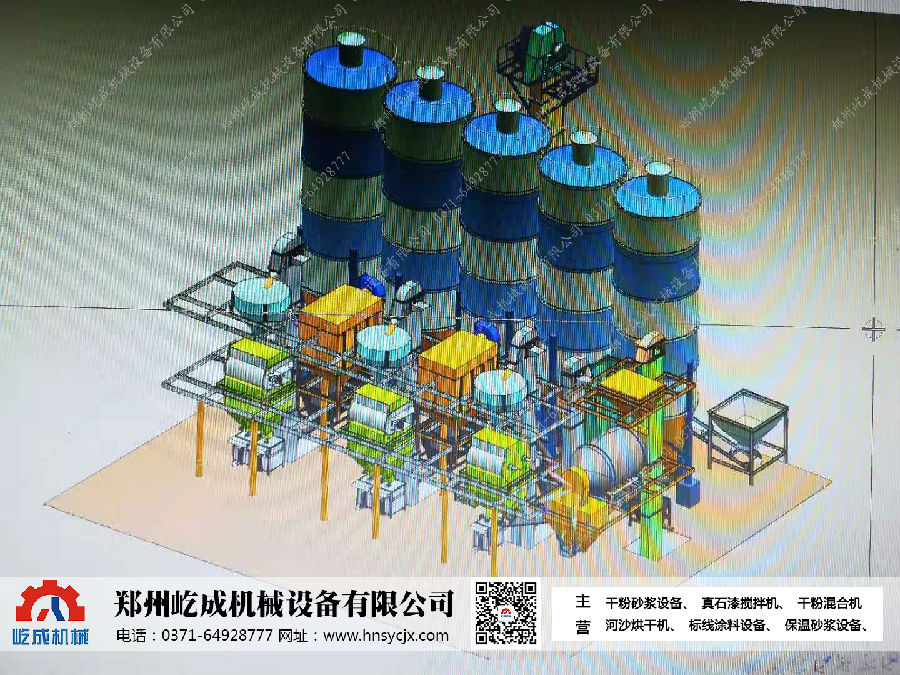 南昌干混砂漿生產線和?；⒅楸厣皾{設備安裝中